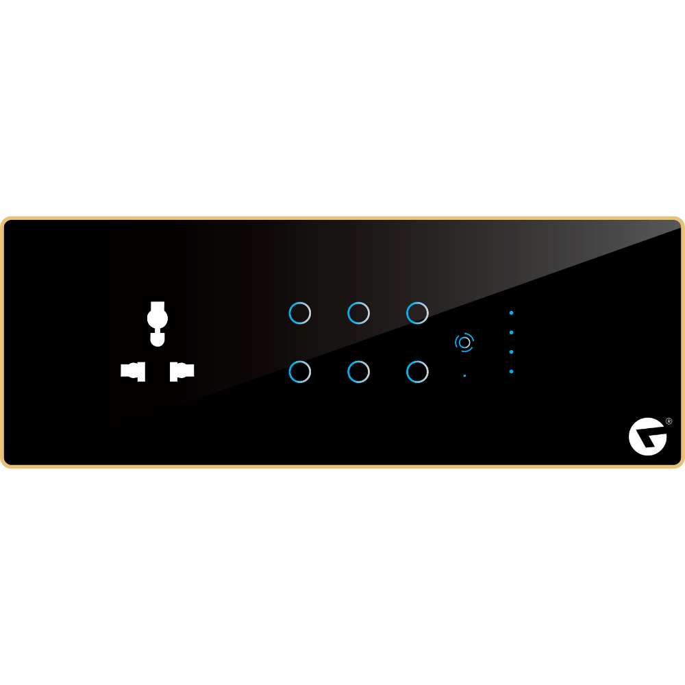 L&G 8M App-controlled smart switch (6 Switch 1 Fan 1 Socket) - Acrylic & Glass for Full Customization - Call 818181-0654