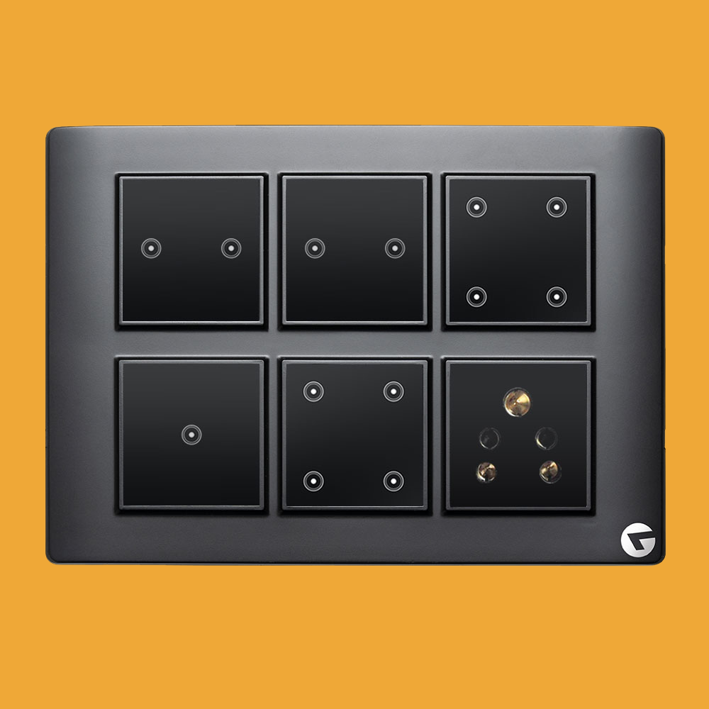 L&G 12M Wireless Touch Switch Board (4 Switches (16A) + 8 Switches + 1 Switch (24A) + 1 Socket) | (Size: 12M- 220 x 160 x 45 mm)