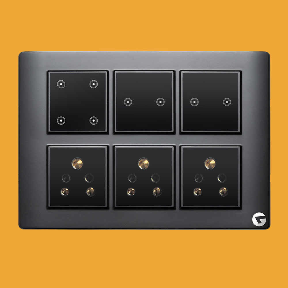 L&G 12M WiFi Smart Switch Board (4 Switches + 4 Switches (16A) + 3 Sockets) | Smart Switch for Home | German Technology meets Indian Standards (Size: 12M- 220 x 160 x 45 mm)