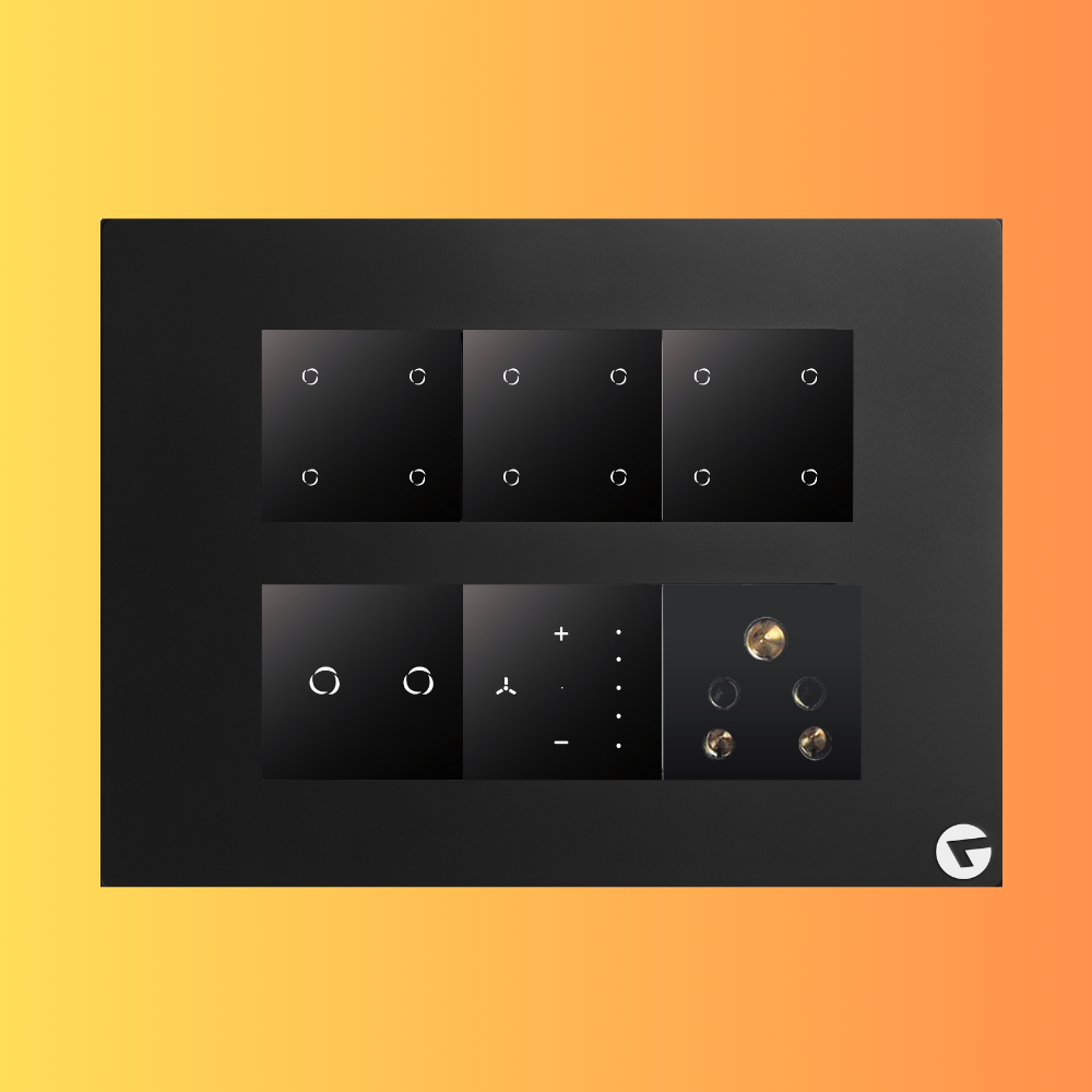 L&G 12M Smart Switch Plate (12 Switches + 2 Switches (16A) + 1 Fan + 1 Socket) | Designed Using German Technology (Size: 12M - 220 x 165 x 45 m