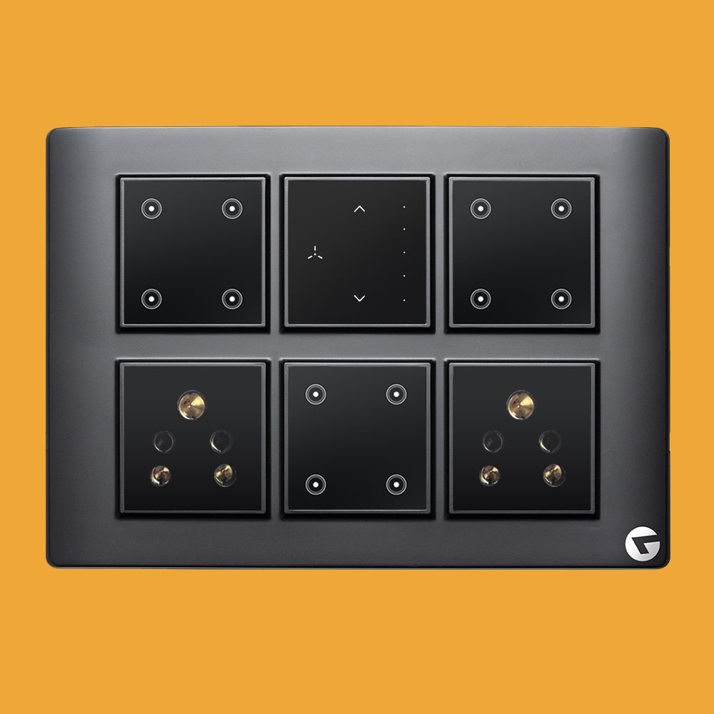 L&G 12M smart switch board (12 Switches + 1 Fan + 2 Sockets) | Smart Technology and German Expertise (Size: 12M- 220 x 160 x 45 mm)