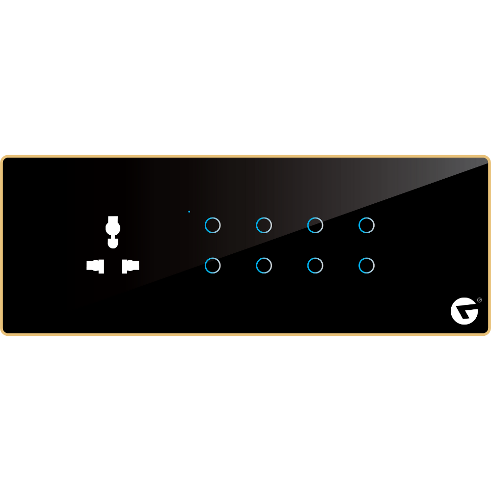 L&G 8M Touch-Sensitive Smart Switch (8 Switch 1 Socket) - Acrylic & Glass for Full Customization - Call 818181-0654