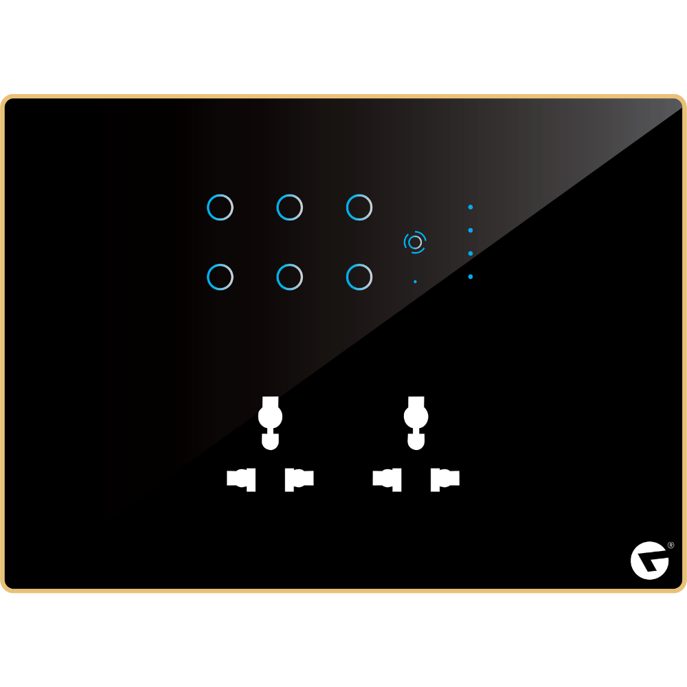 L&G 12M Best Alexa Compatible Smart Switch (6 Switches + 1 Fan + 2 Sockets) - Acrylic & Glass for Full Customization - Call 818181-0654