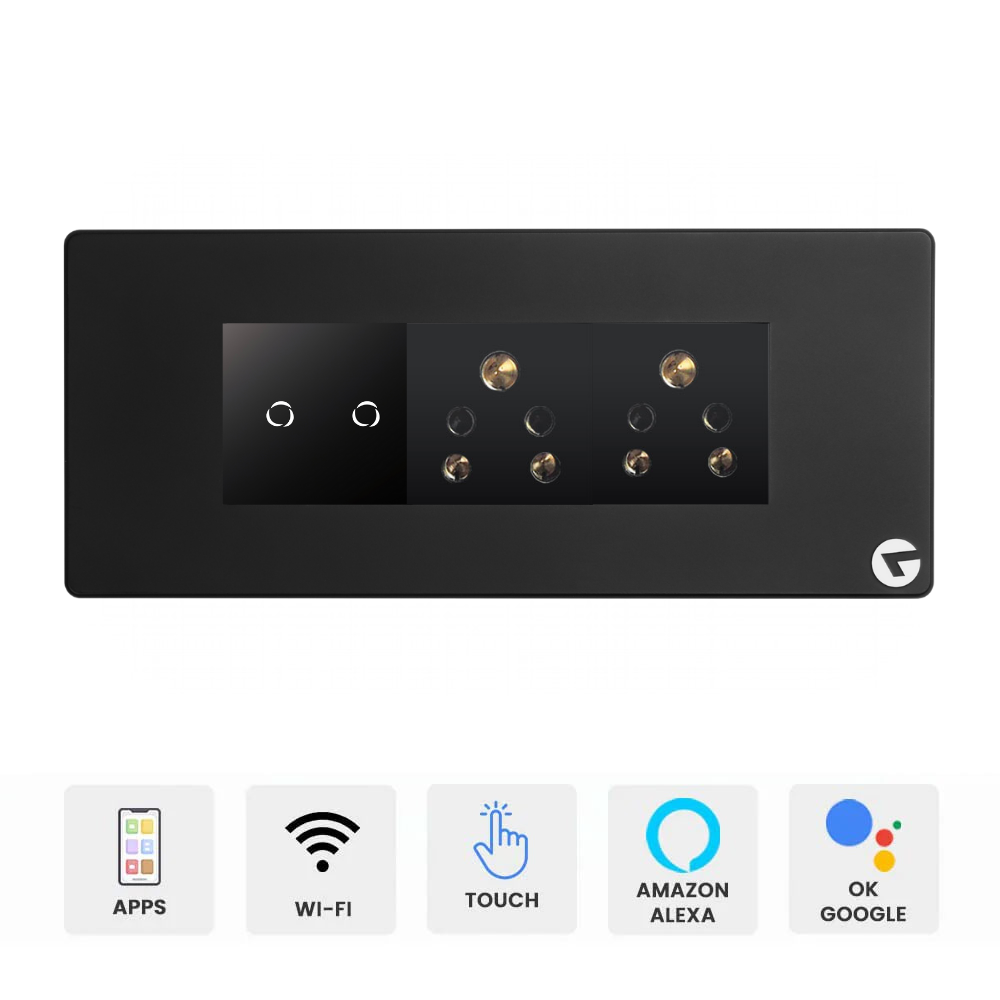 L&G 6M WiFi Smart Touch Switch Board | Smart Switch for AC, Geyser, Lights & Fans (Size: 220 x 95 x 45 mm)