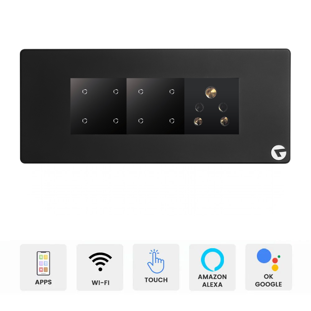 L&G 6M Modular WiFi Smart Touch Switch Board | Alexa & Google Compatible (Size: 220 x 95 x 45 mm)