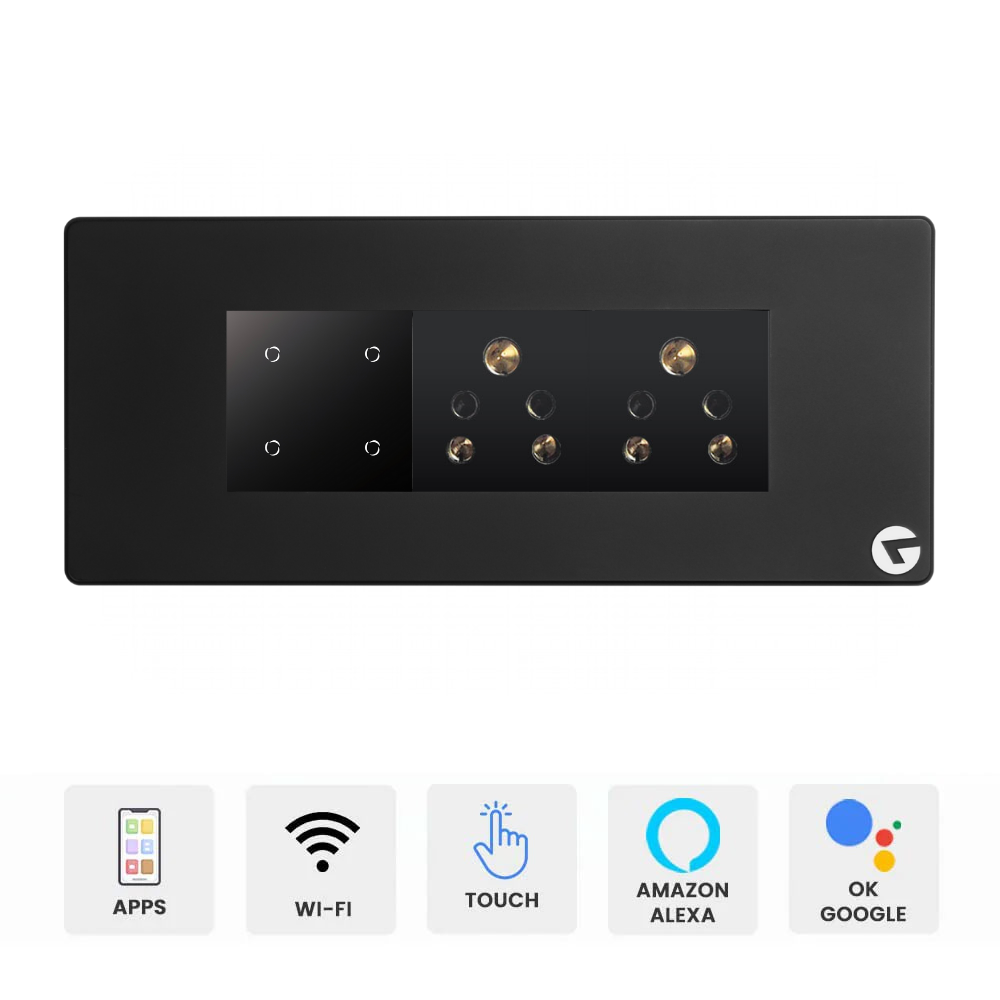 L&G 6 Modular WiFi Smart Touch Switch Board | Alexa & Google Compatible | German Technology (Size: 6M – 220 x 95 x 45 mm)