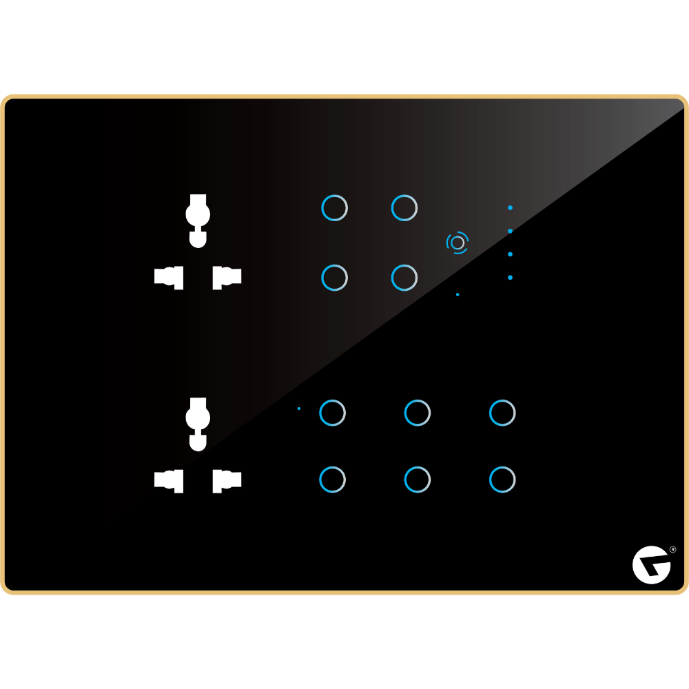 L&G 12M Best Voice-Controlled Switch Panel (10 Switch + 1 Fan + 2 Socket) - Acrylic & Glass for Full Customization - Call 818181-0654