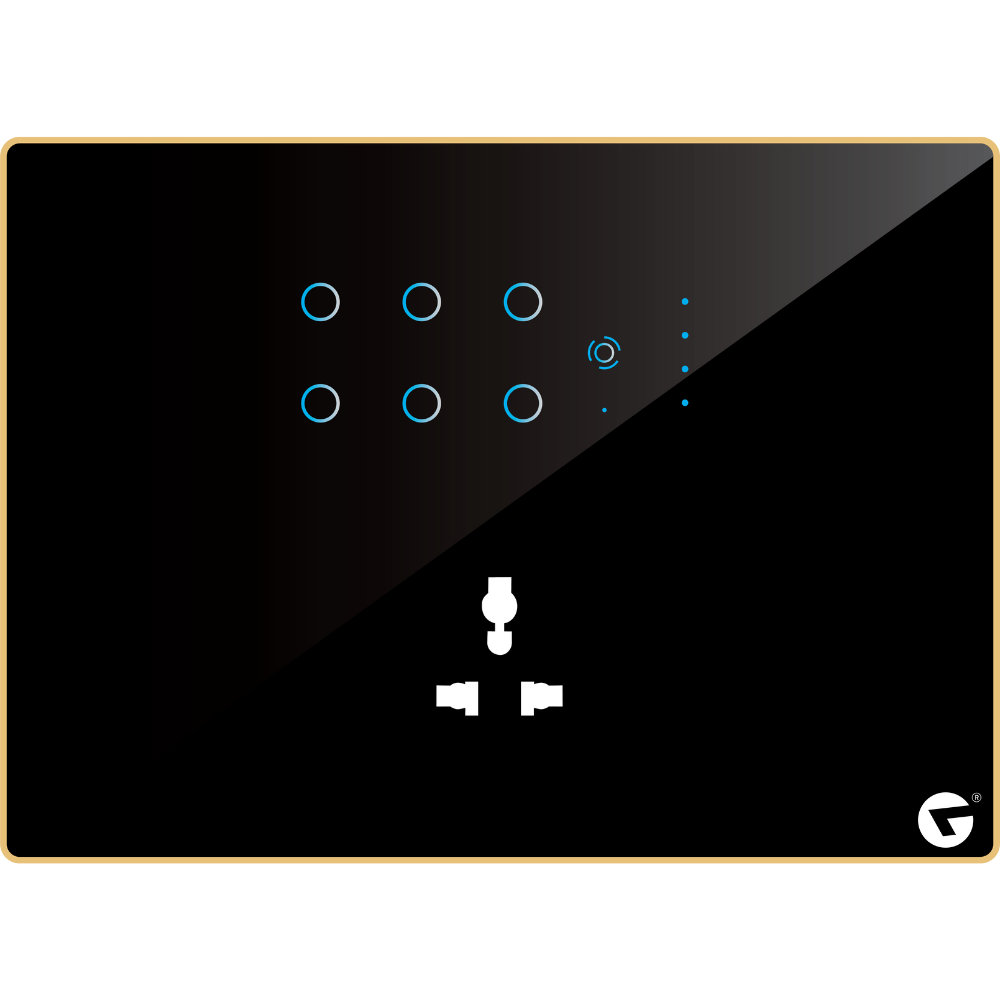 L&G 12M Compact Smart Switch Panel (6 Switches + 1 Fan + 1 Socket) - Acrylic & Glass for Full Customization - Call 818181-0654