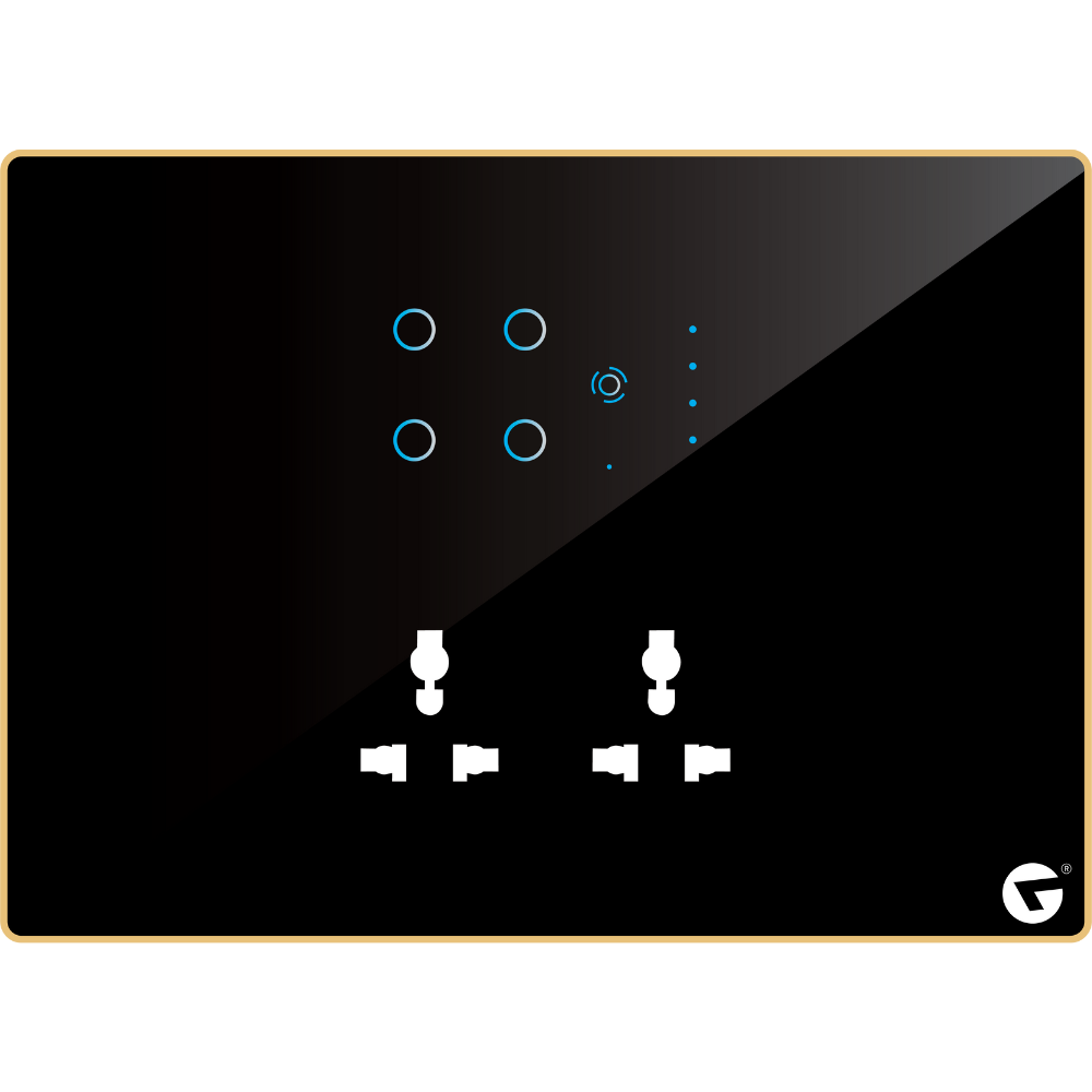 L&G 12M High-Quality Smart Switch Panel (4 Switches + 1 Fan + 2 Sockets) - Acrylic & Glass for Full Customization - Call 818181-0654