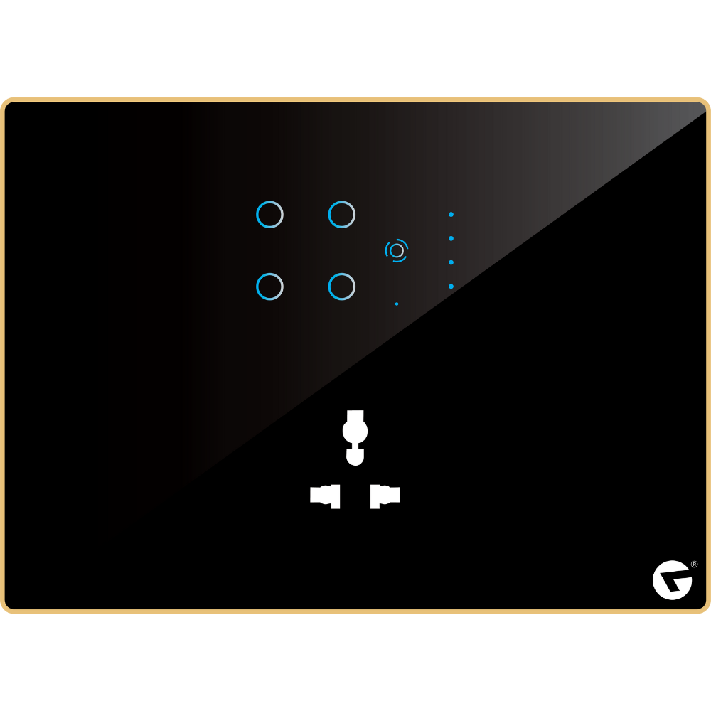 L&G 12M Smart Switch Panel With App (4 Switches + 1 Fan + 1 Socket) - Acrylic & Glass for Full Customization - Call 818181-0654