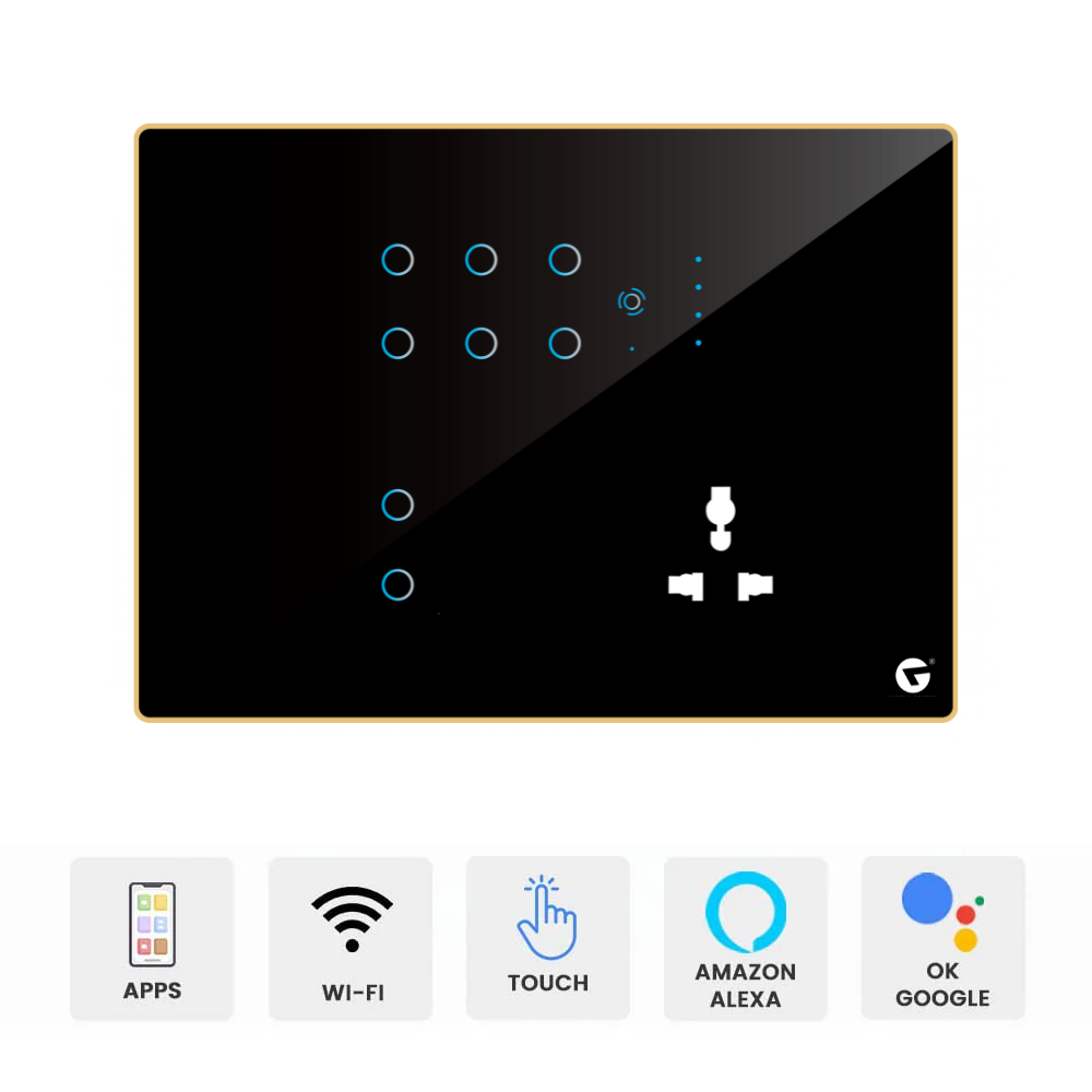 L&G 12M Best Customizable Smart Switch Panels (8 Switches + 1 Fan + 1 Socket) - Acrylic & Glass for Full Customization - Call 818181-0654