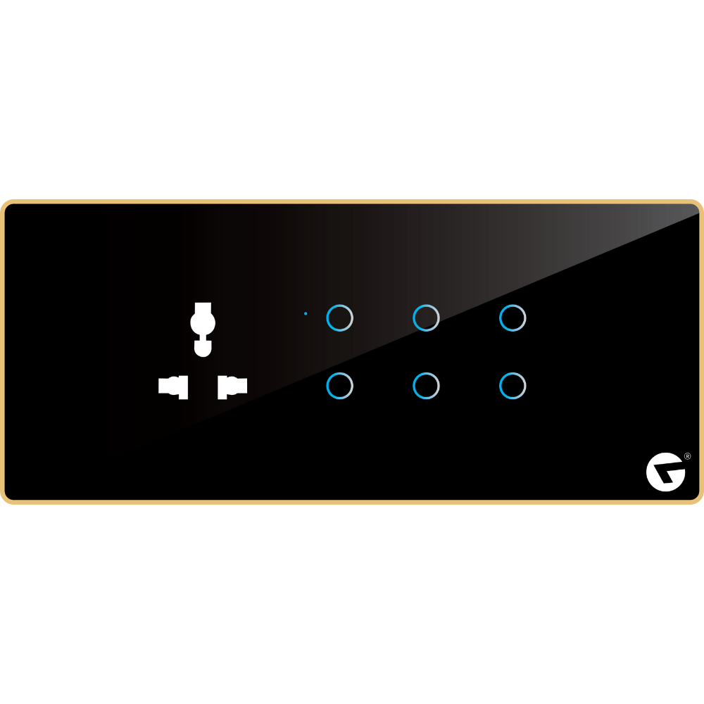 6M Smart WiFi Light Switch Panel (6 Switch + 1 Socket) For Fully Customization - Call 818181-0654
