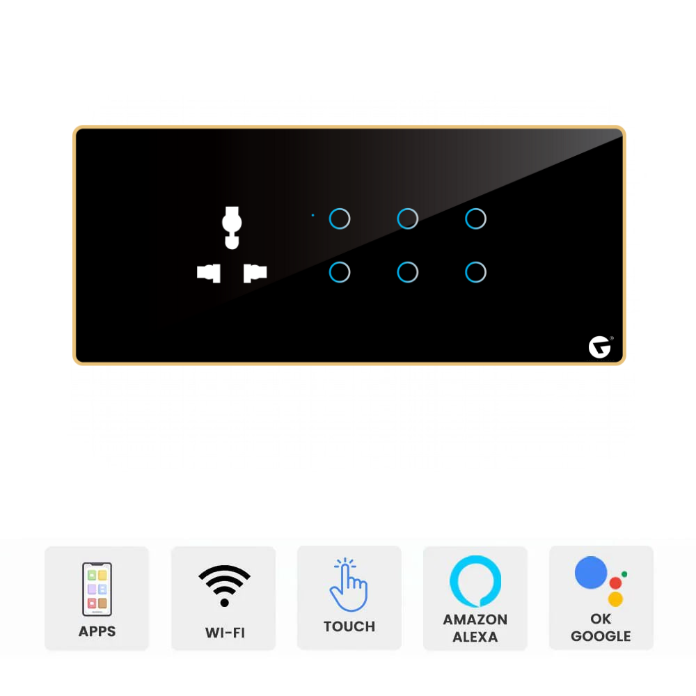 L&G 6M Smart WiFi Light Switch Panel (6 Switch + 1 Socket) For Fully Customization - Call 818181-0654