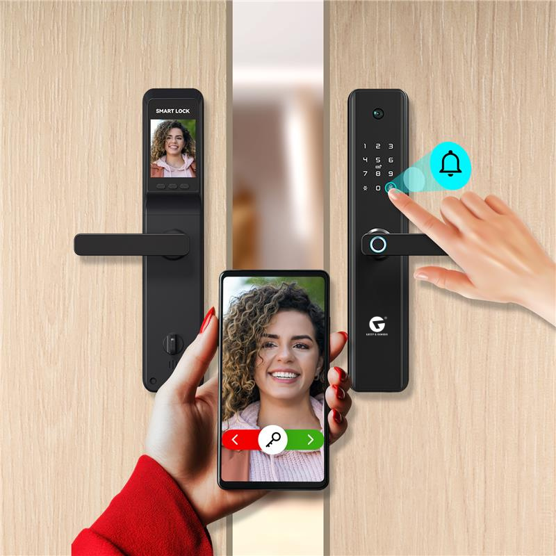 L&G Smart Door Lock with Camera & Doorbell | 6 In 1 Unlocking Features | Intercom feature Seamlessly Communicate With Visitors