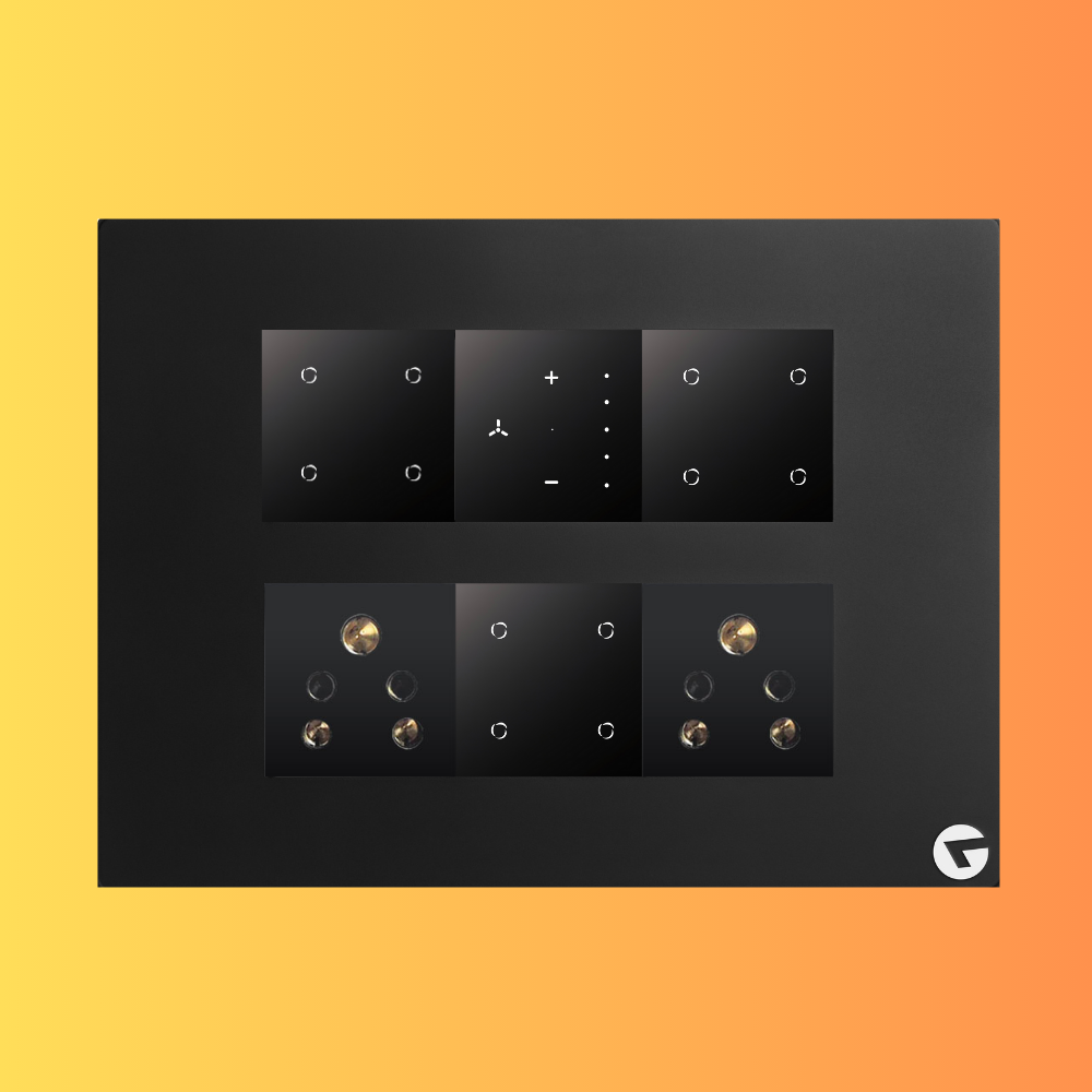 L&G 12M Smart Switch Board (12 Switches + 1 Fan + 2 Sockets) | Smart Technology and German Expertise (Size: 12M – 220 x 165 x 45 mm)