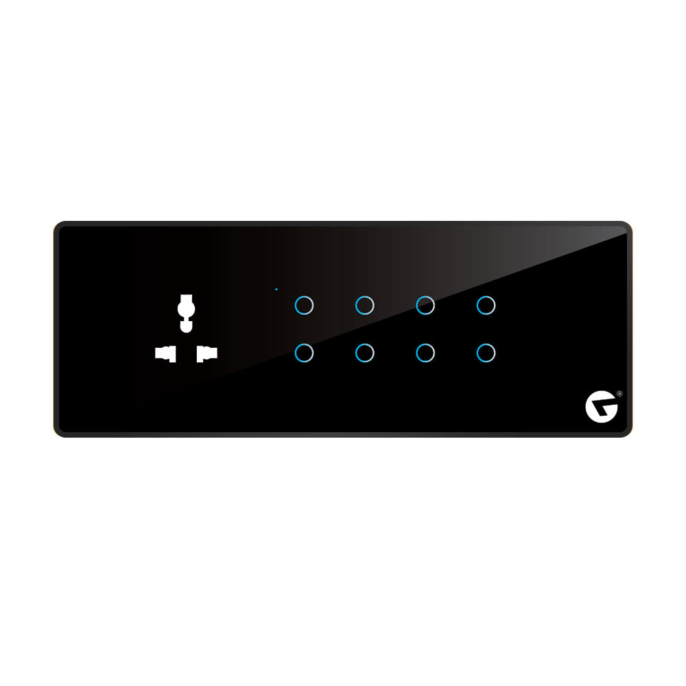 L&G 8M Touch-Sensitive Smart Switch (8 Switch 1 Socket) - Acrylic & Glass for Full Customization - Call 818181-0654