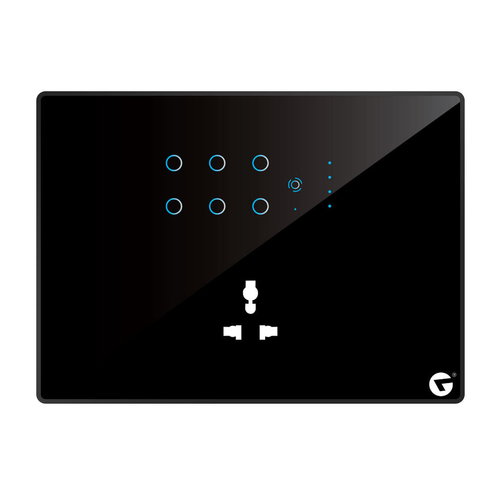 L&G 12M Compact Smart Switch Panel (6 Switches + 1 Fan + 1 Socket) - Acrylic & Glass for Full Customization - Call 818181-0654