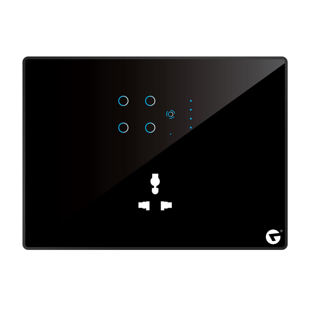 L&G 12M Smart Switch Panel With App (4 Switches + 1 Fan + 1 Socket) - Acrylic & Glass for Full Customization - Call 818181-0654