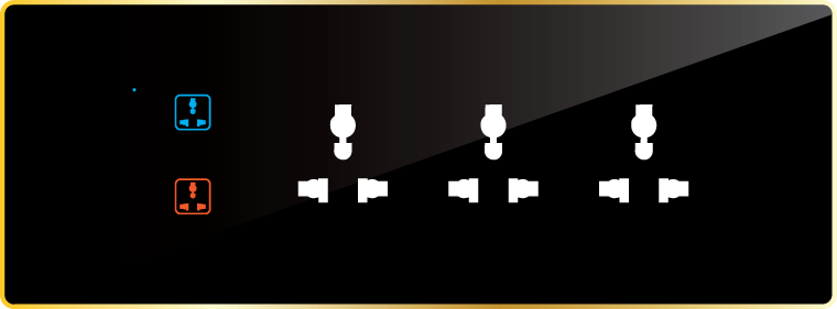 8M Smart switch for AC & Geyser (2 (1-16A) Switch 3 Socket) - Acrylic & Glass With German Technology for Full Customization - Call 818181-0654