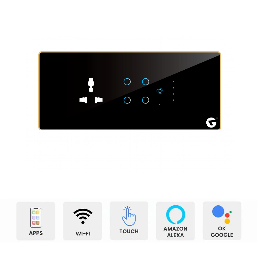 6M Smart Fan Switch Panel (4 Switch + 1 Fan + 1 Socket) For Fully Customization - Call 818181-0654