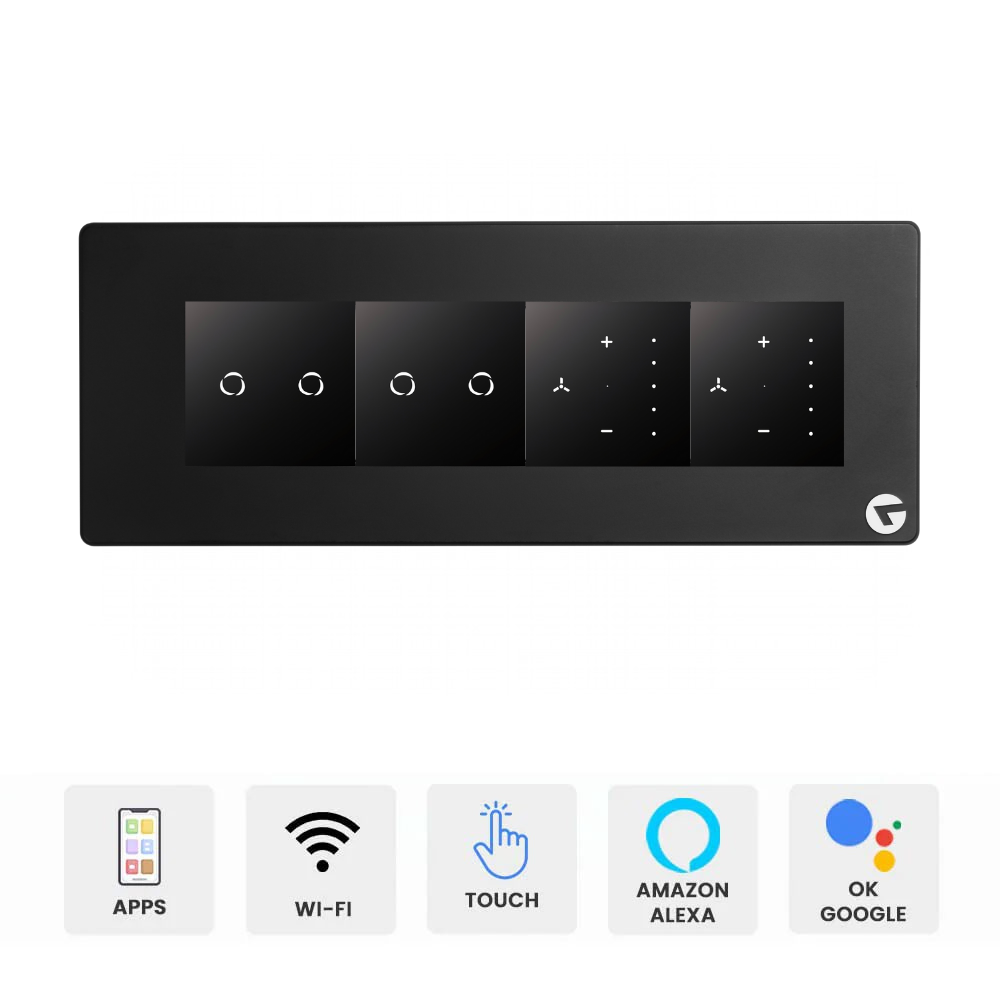 L&G 8M Smart Touch Switch Plate | Designed by German Engineers to Fit Indian Standards (Size: 8M Horizontal – 250x 95 x 45 mm)