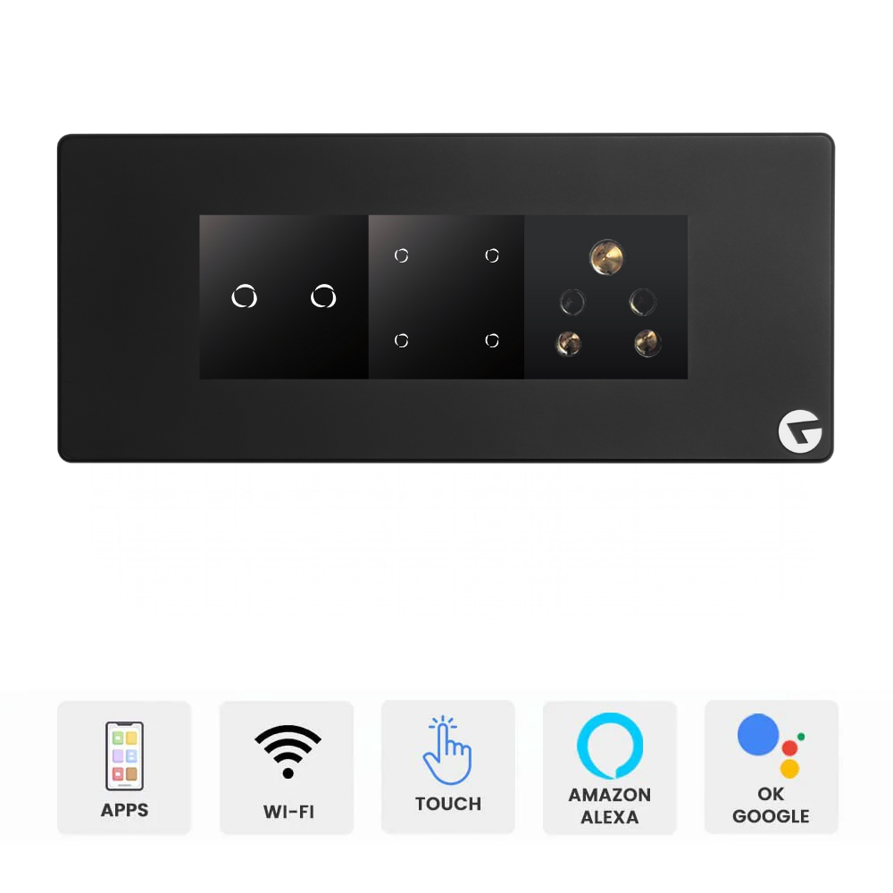 L&G 6M Smart Switch for Home | Touch & WiFi Smart Switch Board | German Technology (Size: 220 x 95 x 45 mm)  Descri