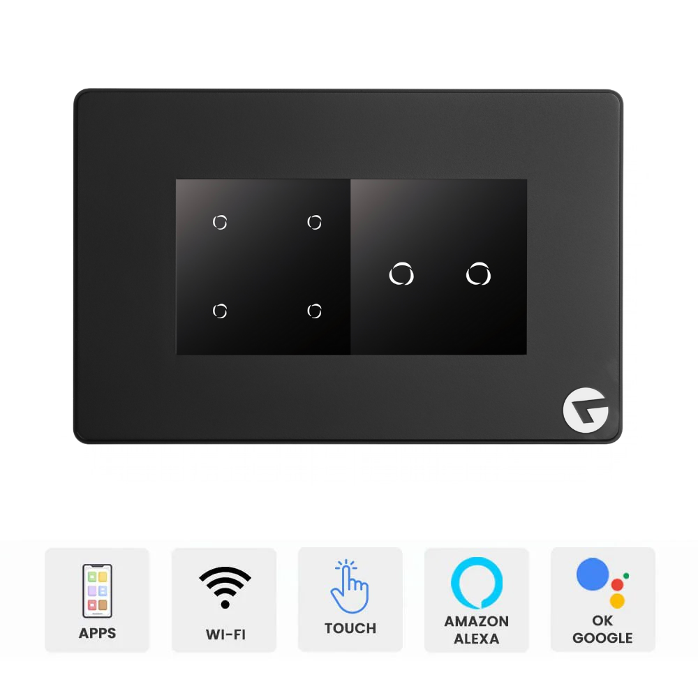 L&G 4 Modular WiFi Smart Switch Board Gold Medal Fit | Smart Touch Switch – German Technology Meets Indian Standards (Size: 150 x 95 x 45mm)