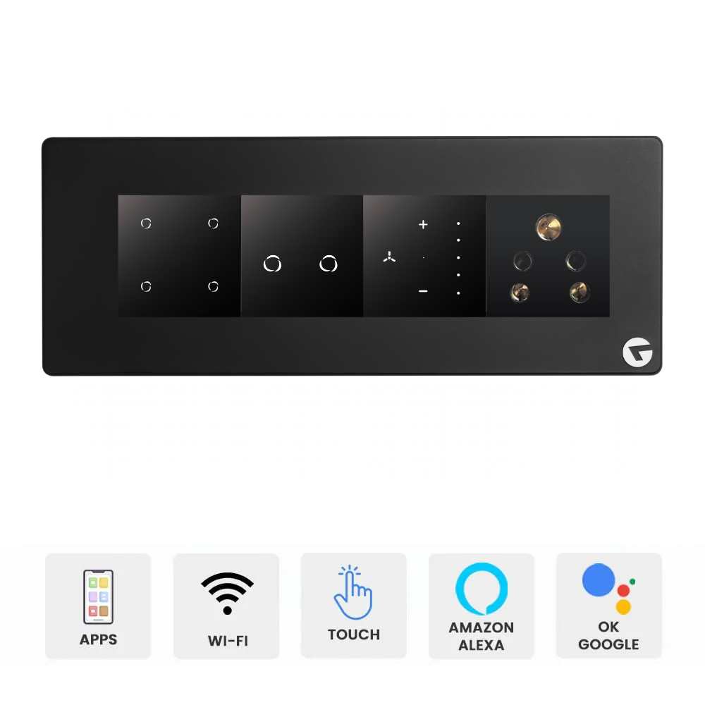 L&G 8M Smart Touch Switch Board | Smart Technology & German Expertise | Alexa & Google Compatible (Size: 8M Horizontal – 250 x 95 x 45 mm)