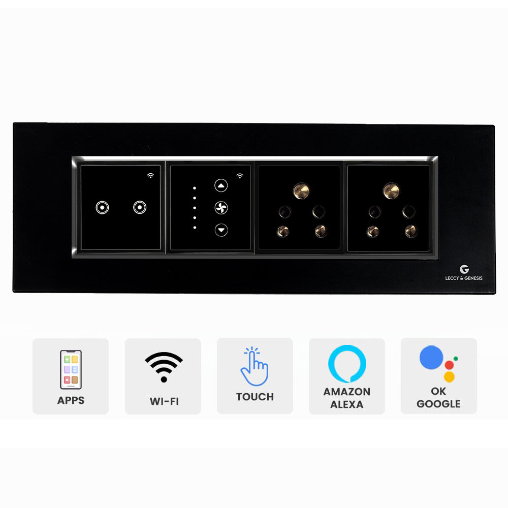 L&G 8 Modular Smart Switch Panel | Designed by German Engineers (Size: 8M - 262 x 90 x 45 mm)