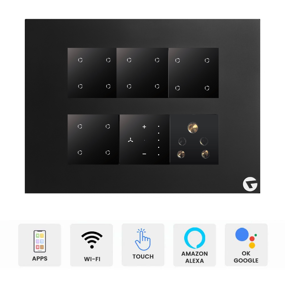L&G 12M Wi-Fi Smart Switch Board (16 Switches + 1 Fan + 1 Socket) | Alexa & Google Compatible | Smart Touch Switch (Size: 12M – 220 x 165 x 45 mm)