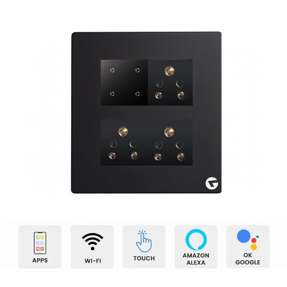 L&G 8M Smart Touch Switch Board | German Technology with Indian Standards | Alexa & Google Compatible (Size: 8M Square – 155 x 165 x 45 mm)