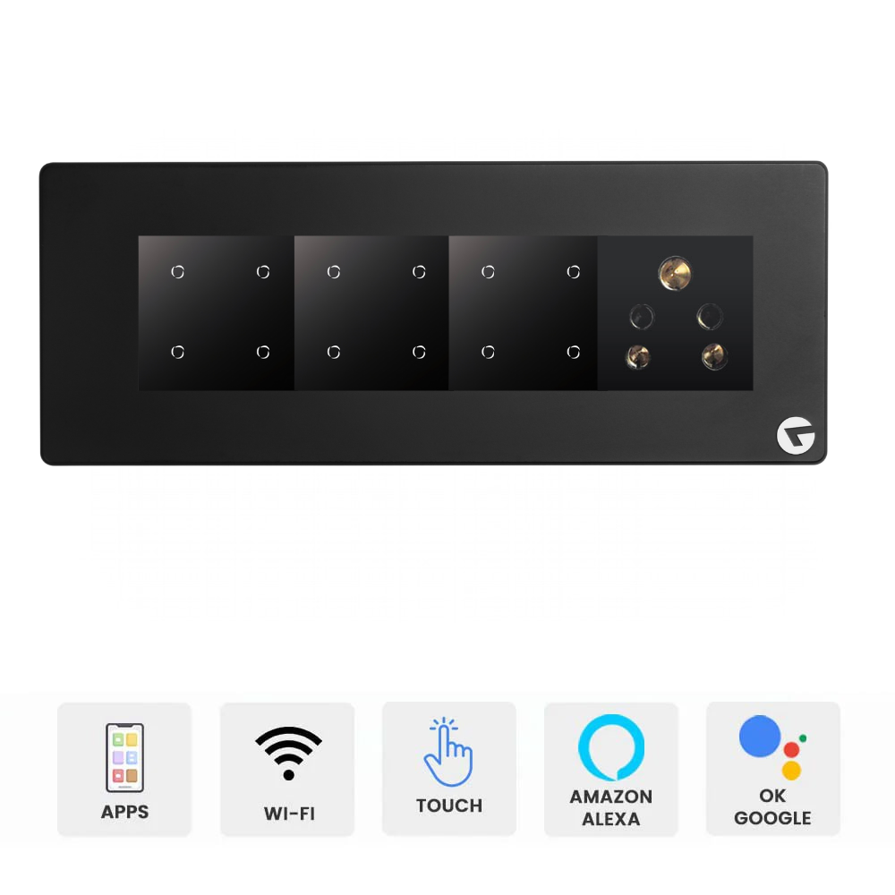 L&G 8M Best Modular Smart WiFi Switch Board | Touch Switch Panel | Smart Technology & German Expertise (Size: 8M Horizontal – 250 x 95 x 45 mm)