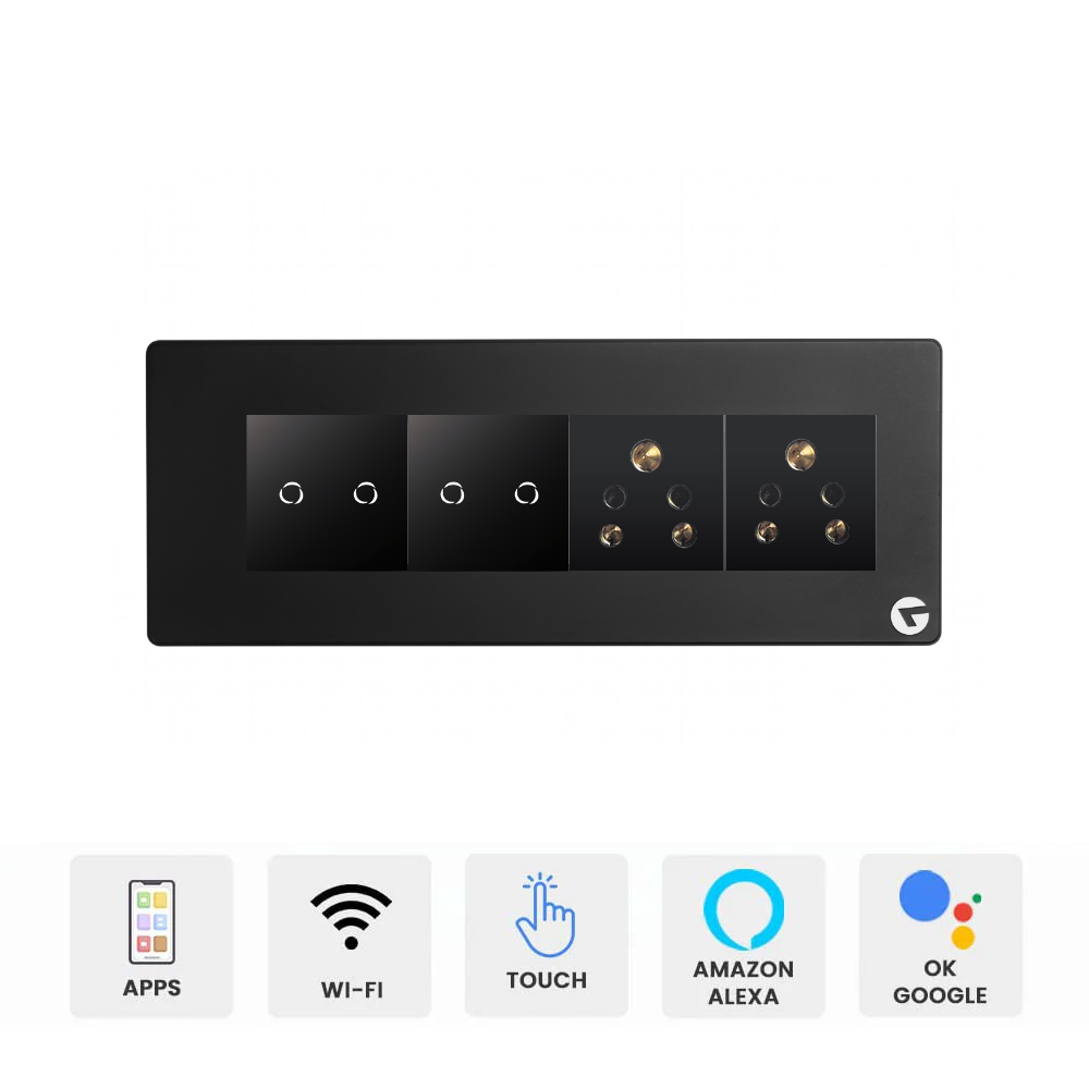 L&G 8M Smart Switch Board | WiFi Smart Touch Panel | Alexa & Google Compatible (Size: 8M Horizontal – 250 x 95 x 45 mm)