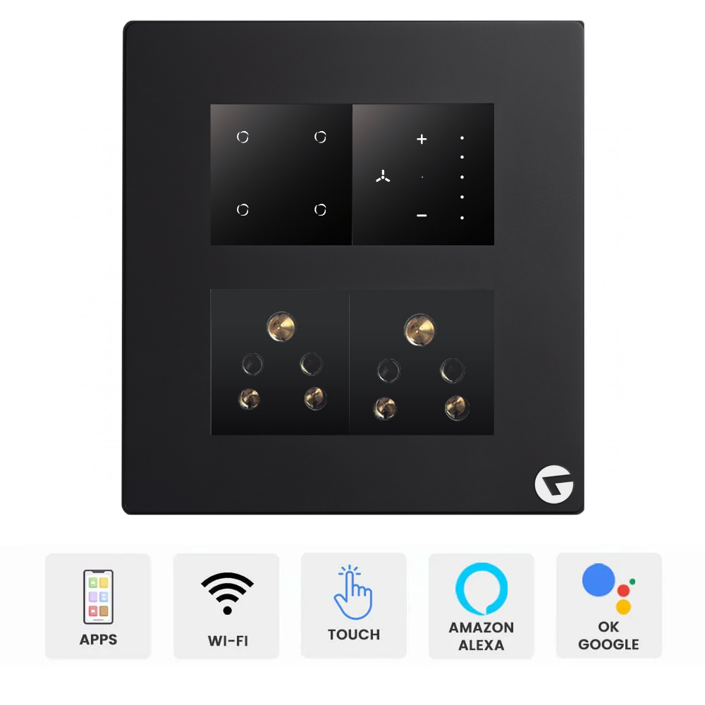 L&G 8M Smart Switch with WiFi Smart Fan Regulator | German Technology for Indian Homes (Size: 8M Square – 155 x 165 x 45 mm)