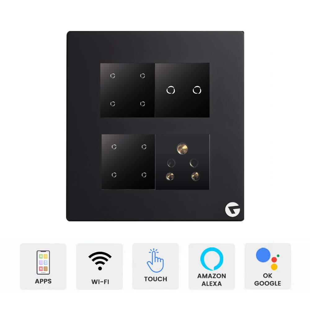 L&G 8M WiFi Smart Switch Board | Square Smart Touch Switch with Alexa & Google