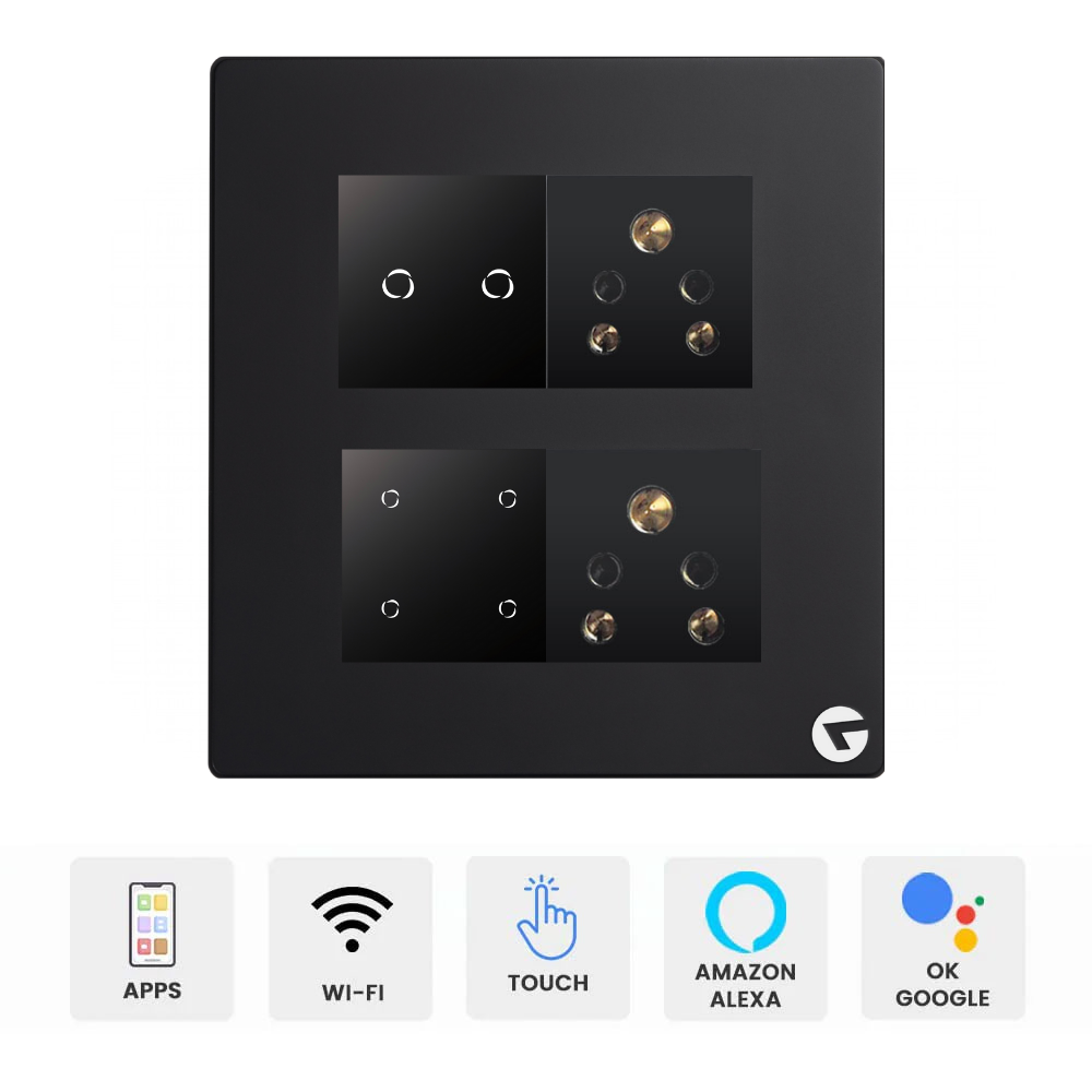 L&G 8M WiFi Smart Switch Panel with 16A Smart Switch | Compatible with Alexa, Google & Siri (Size: 8M Square – 155 x 165 x 45 mm)