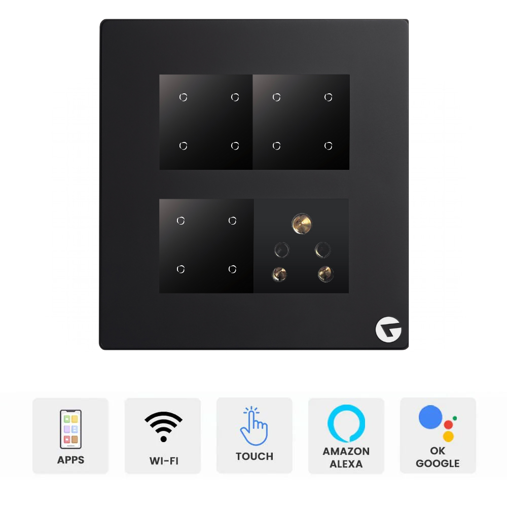 L&G 8M Smart Touch Switch Board | Smart Switch for Lights | Alexa & Google Compatible (Size: 8M Square – 155 x 165 x 45 mm)