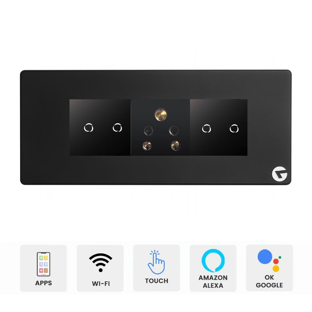 L&G 6M 16A Smart Switch Board | WiFi Touch Panel | Alexa & Google Compatible (Size: 220 x 95 x 45 mm)