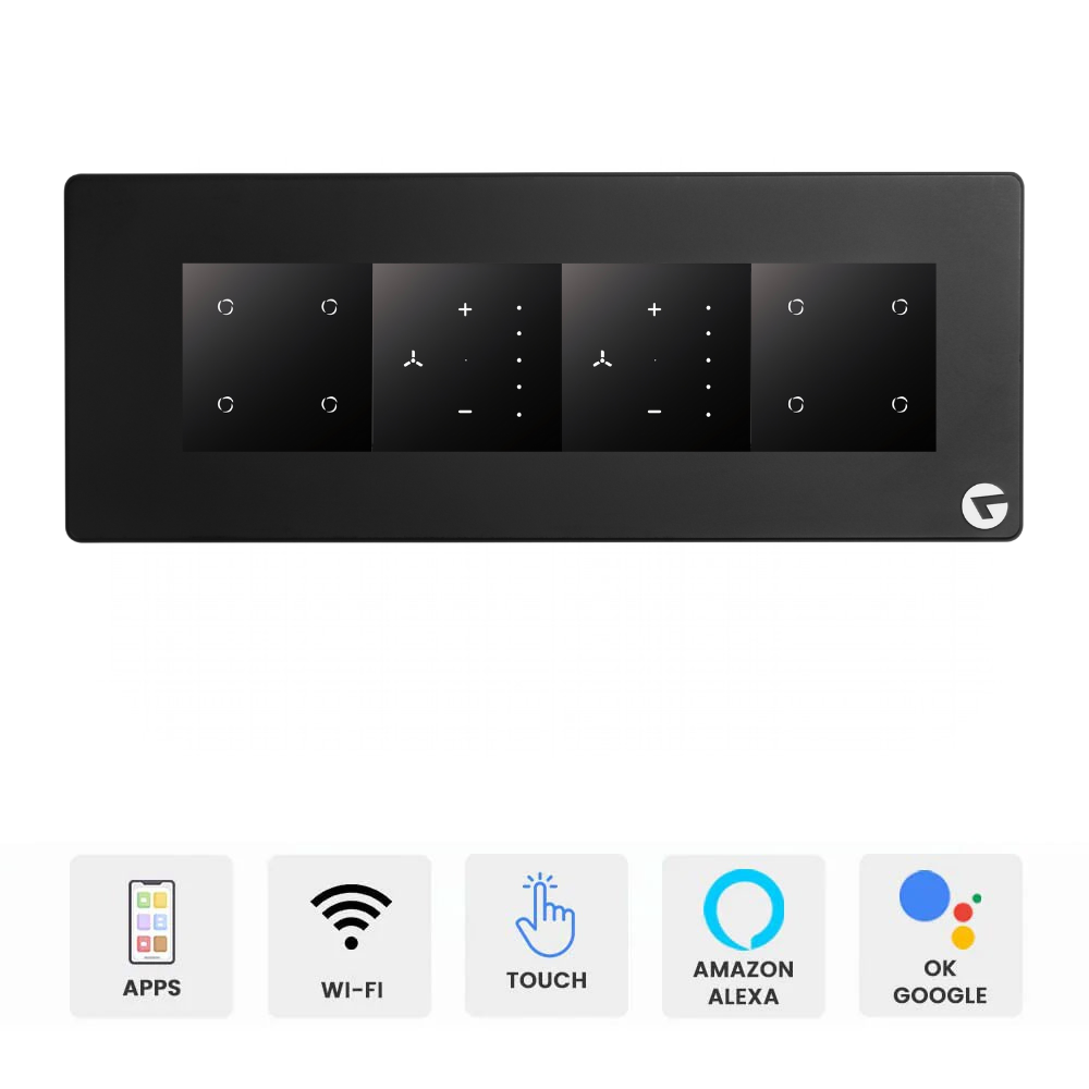 L&G 8M Smart Touch Switch Board | WiFi Switch & Touch Panel | Alexa & Google Compatible (Size: 8M Horizontal – 250 x 95 x 45 mm)