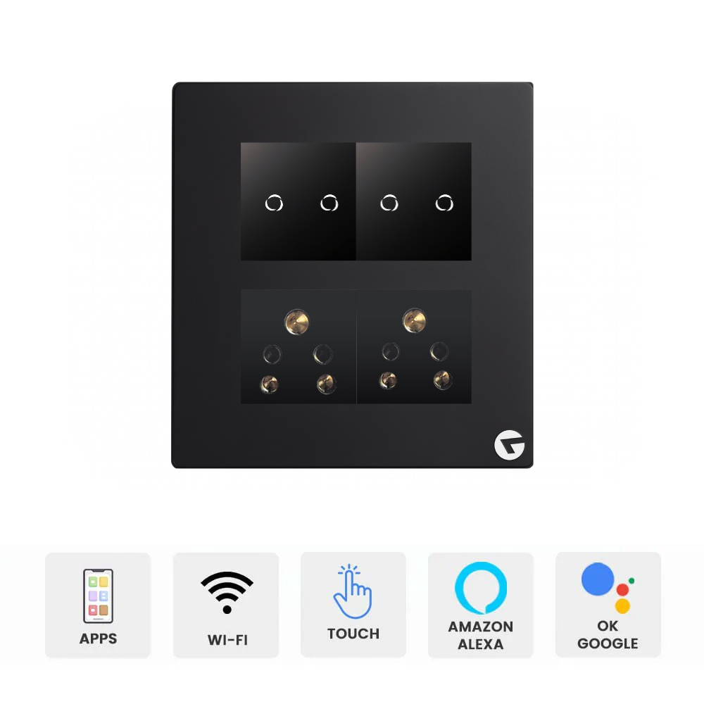 L&G 8M Smart Switch Board | WiFi Touch Panel | Compatible with Alexa & Google (Size: 8M Square – 155 x 165 x 45 mm)