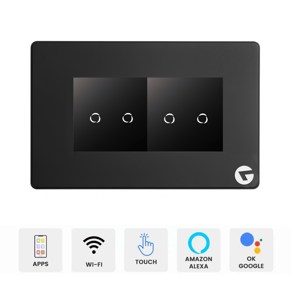 L&G 4 Modular WiFi Smart Touch Switch Board with 16A Switch | Compatible with AC, Water Pump, Alexa & Google Assistant (150 x 95 x 45mm)