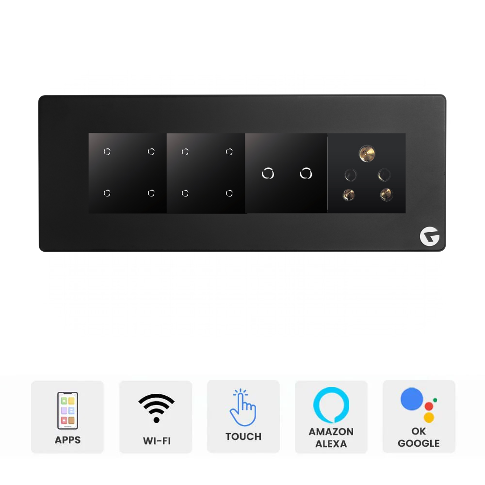 L&G 8M Smart Switch Panel | WiFi Touch Switch Board | Alexa & Google Compatible (Size: 8M Horizontal – 250 x 95 x 45 mm