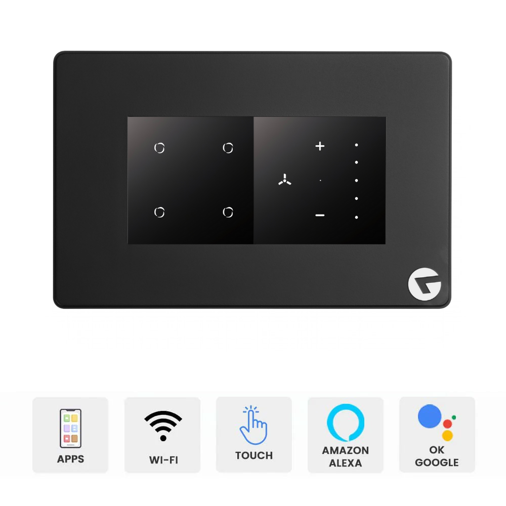 L&G 4 Modular Smart Switch Board Gold Medal Fit | Smart Touch Switch with Fan Regulator – German Expertise, Indian Standards (Size: 150 x 95 x 45mm)