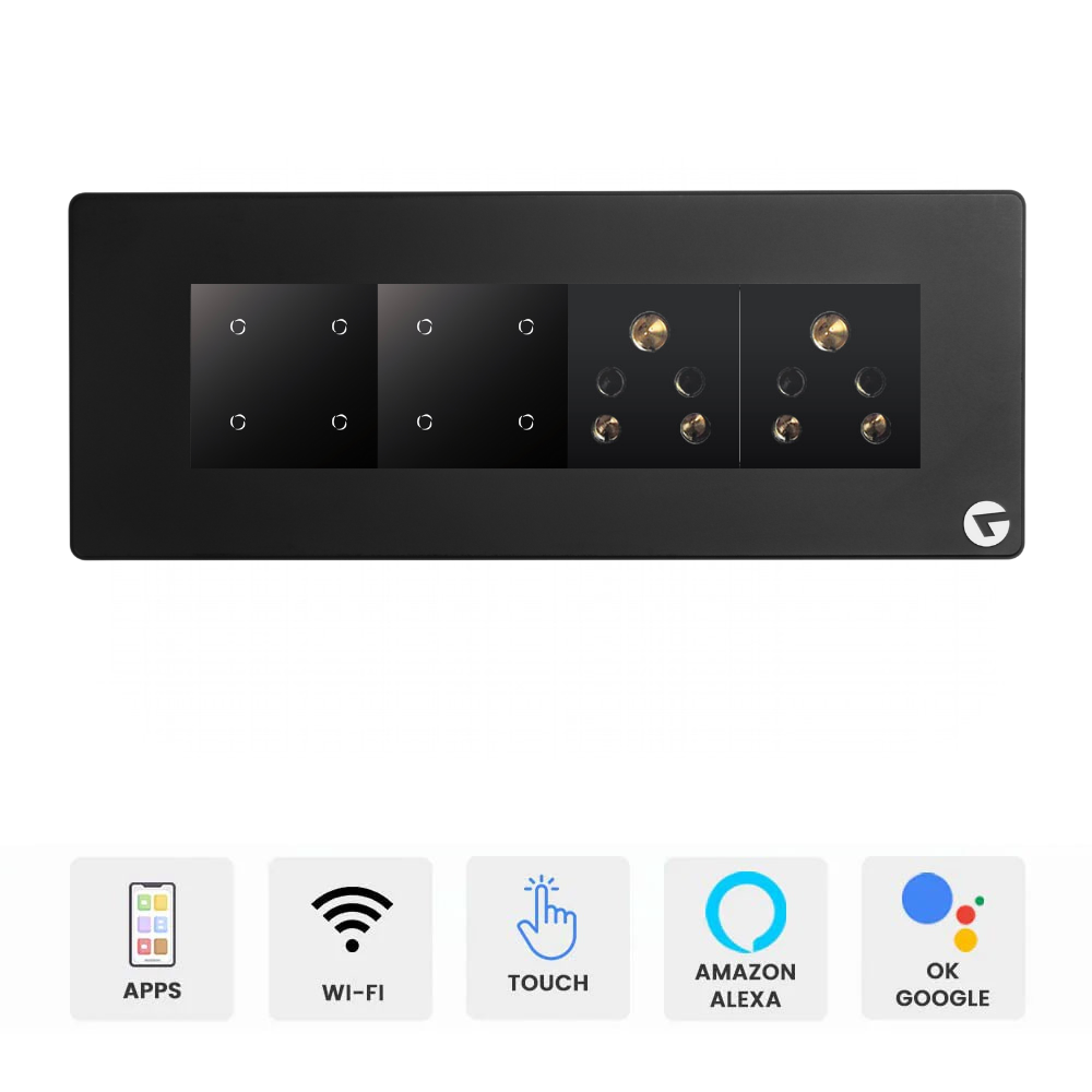 L&G 8M WiFi Smart Switch Board, 8 Modular Smart Touch Switch Panel | German Technology | Compatible with Alexa & OK Google