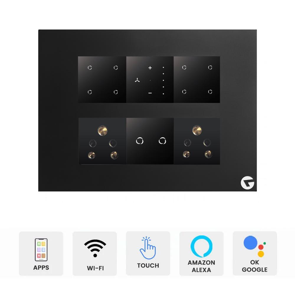 L&G 12M Smart Switch Board (8 Switches + 2 Switches (1–16A) + 2 Sockets) | Designed using the latest German Technology | Compatible with Alexa, Google Home