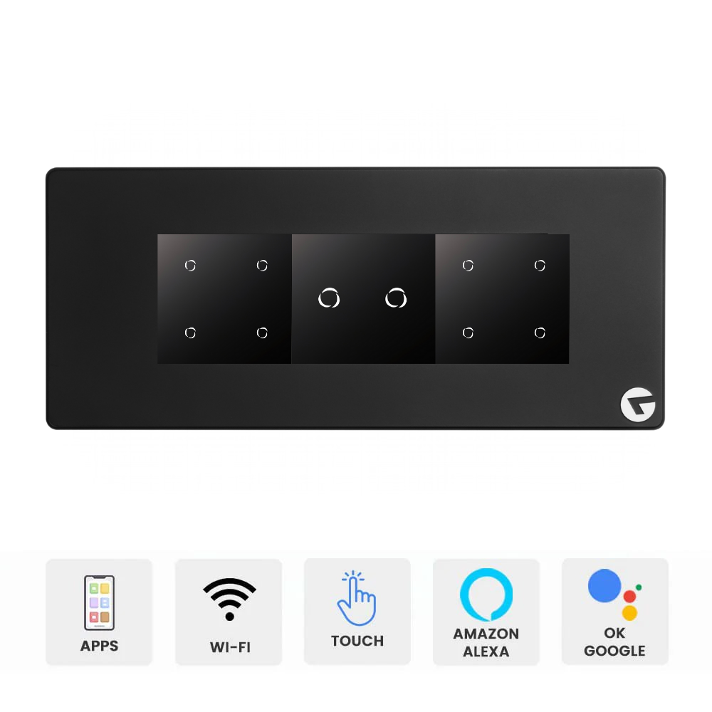 L&G 6M Smart Switch Panel | WiFi Touch Switch Board | German Technology (Size: 220 x 95 x 45 mm)