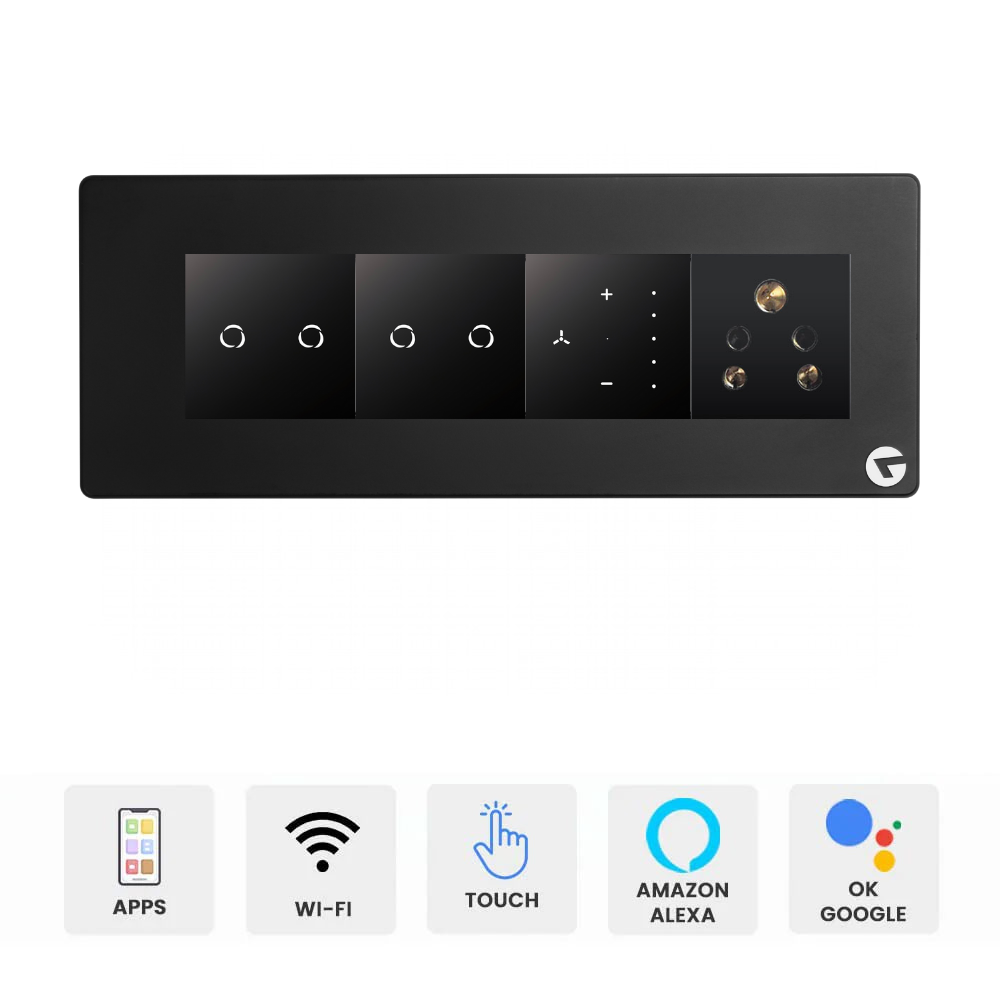 L&G 8M Smart Switch Panel | WiFi Touch Switch with Alexa & Google (250 x 95 x 45 mm)