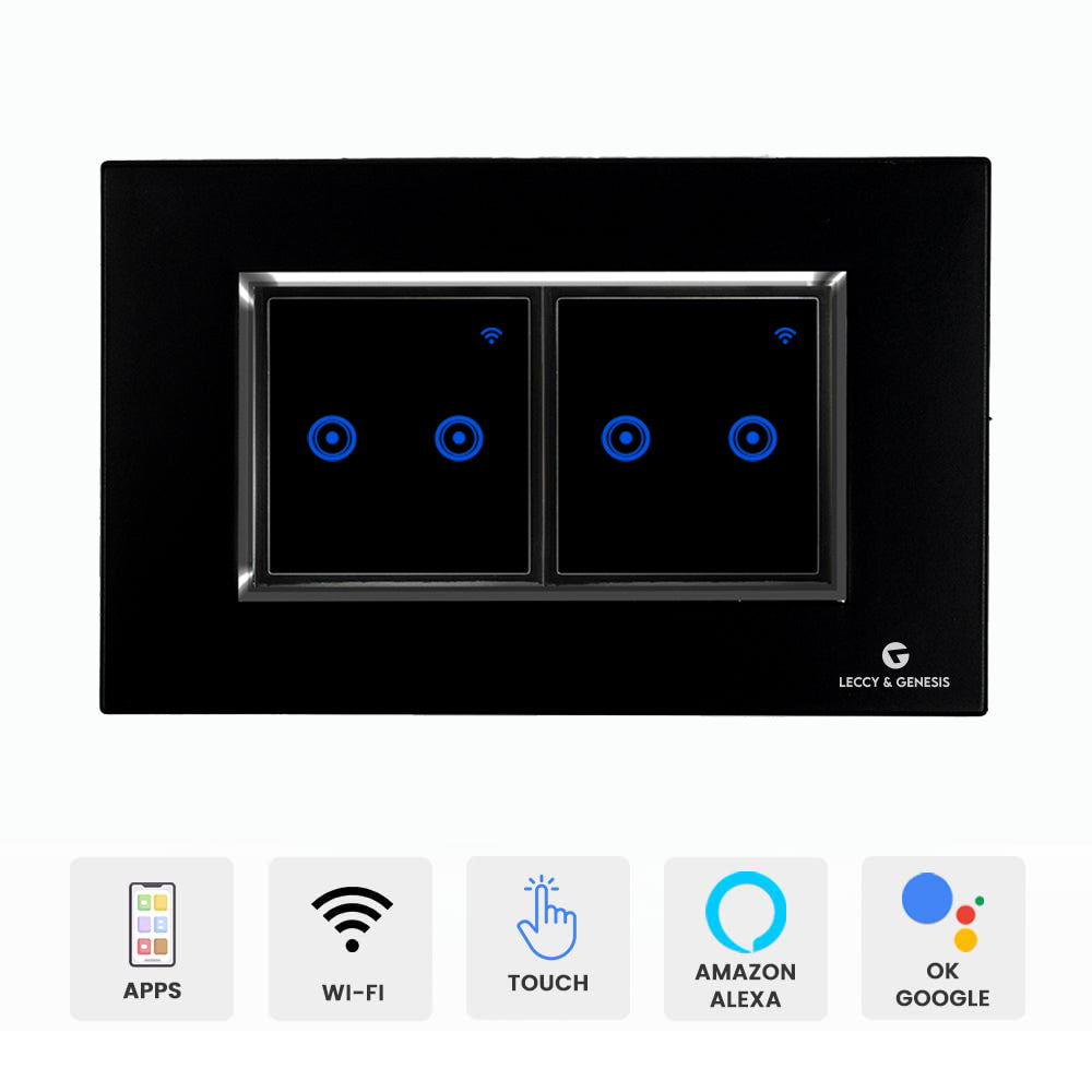 L&G 4M WiFi Smart Touch Switch Board | Compatible with Alexa & Ok Google (Size: 4M- 146 X 90 X 45mm)