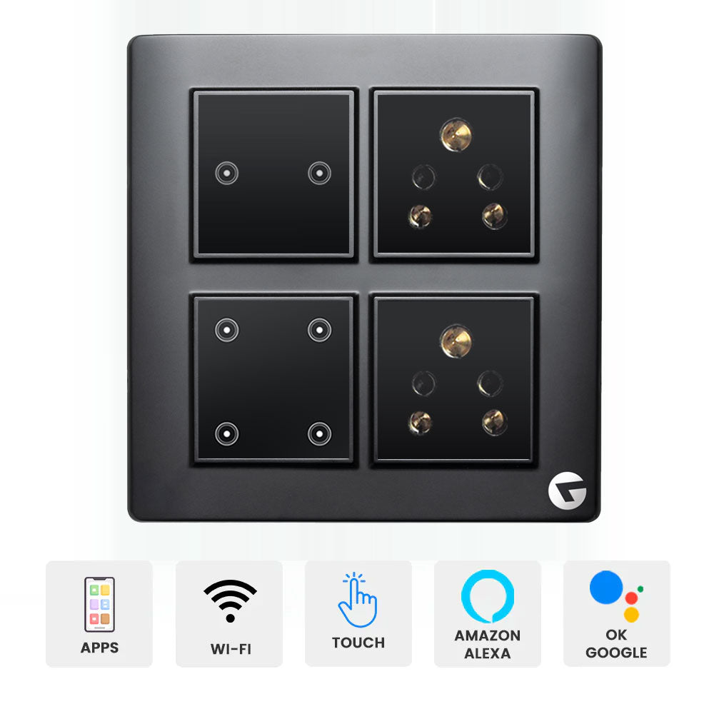 L&G 8 Modular WiFi Smart Switch Panel, 16amp Smart Switch | Smart Technology and German Expertise, Compatible with Alexa, OK Google & SIRI Shortcut (Size: 8M Square- 154 x 160 x 45 mm)