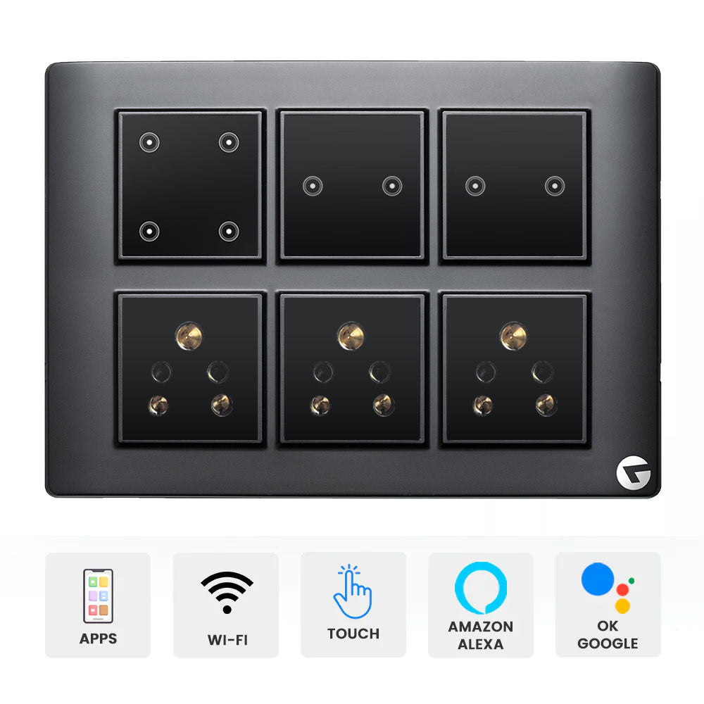 L&G 12M WiFi Smart Switch Board | Smart Switch for Home | German Technology meets Indian Standards (Size: 12M- 220 x 160 x 45 mm)